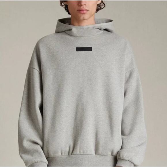(L) NWT $100 Fear of God Essentials Dark Heather Oatmeal Hoodie - Picture 1 of 8